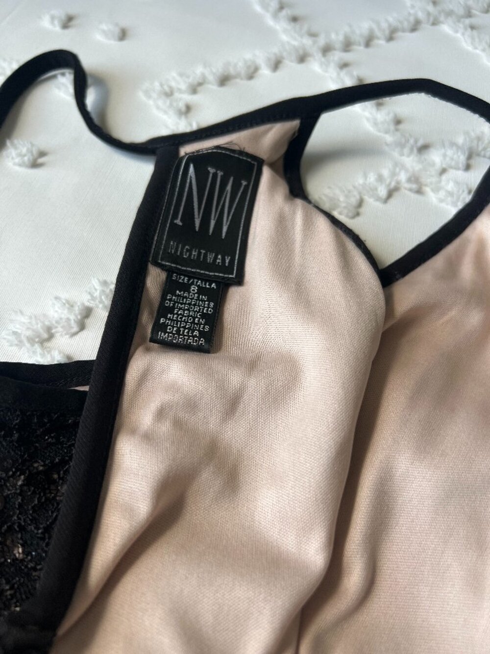 NW Nightway Lace, Sequins Cocktail Dress in Black and Nude SIZE 8 - Picture 8 of 16